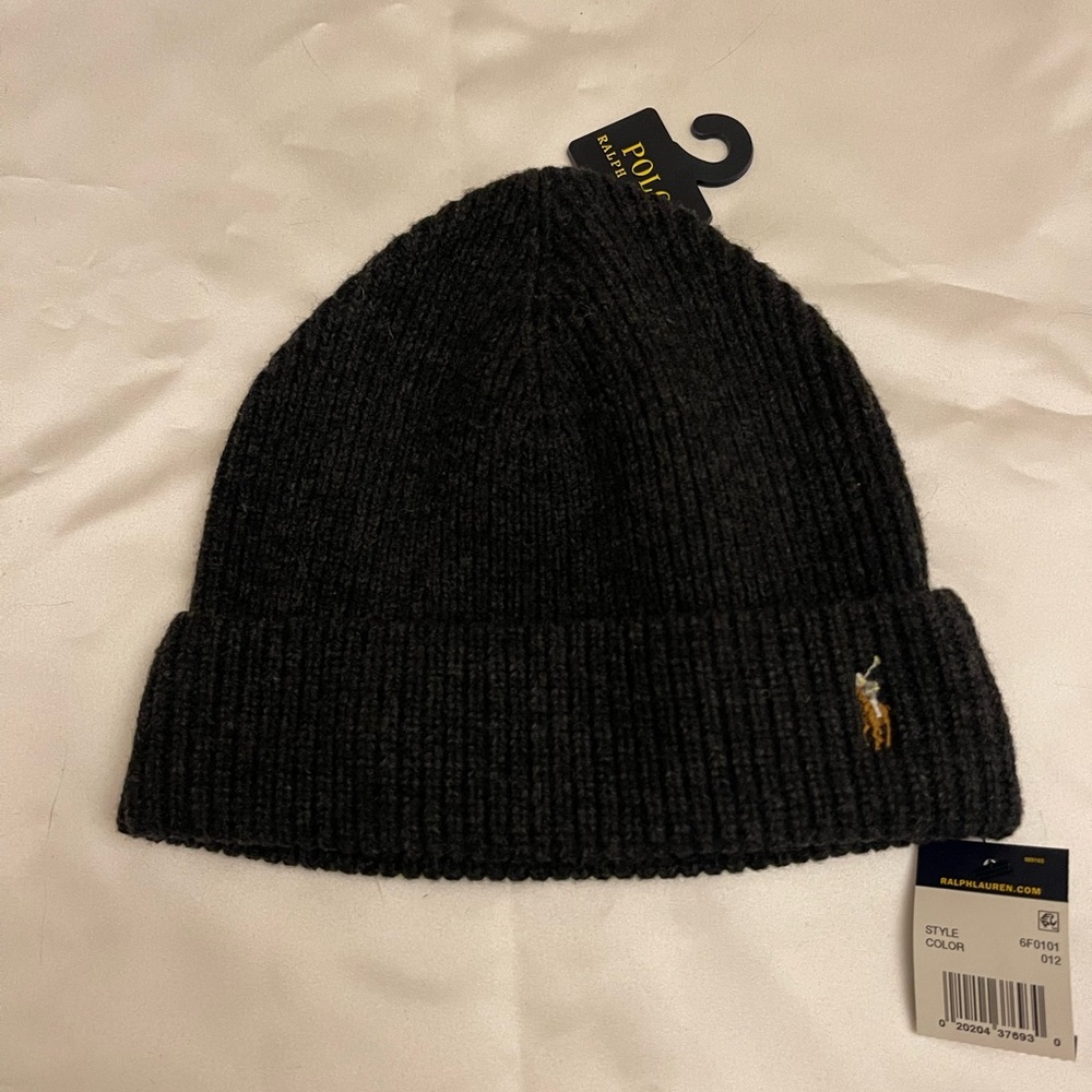 Polo by Ralph Lauren Charcoal Ribbed Beanie